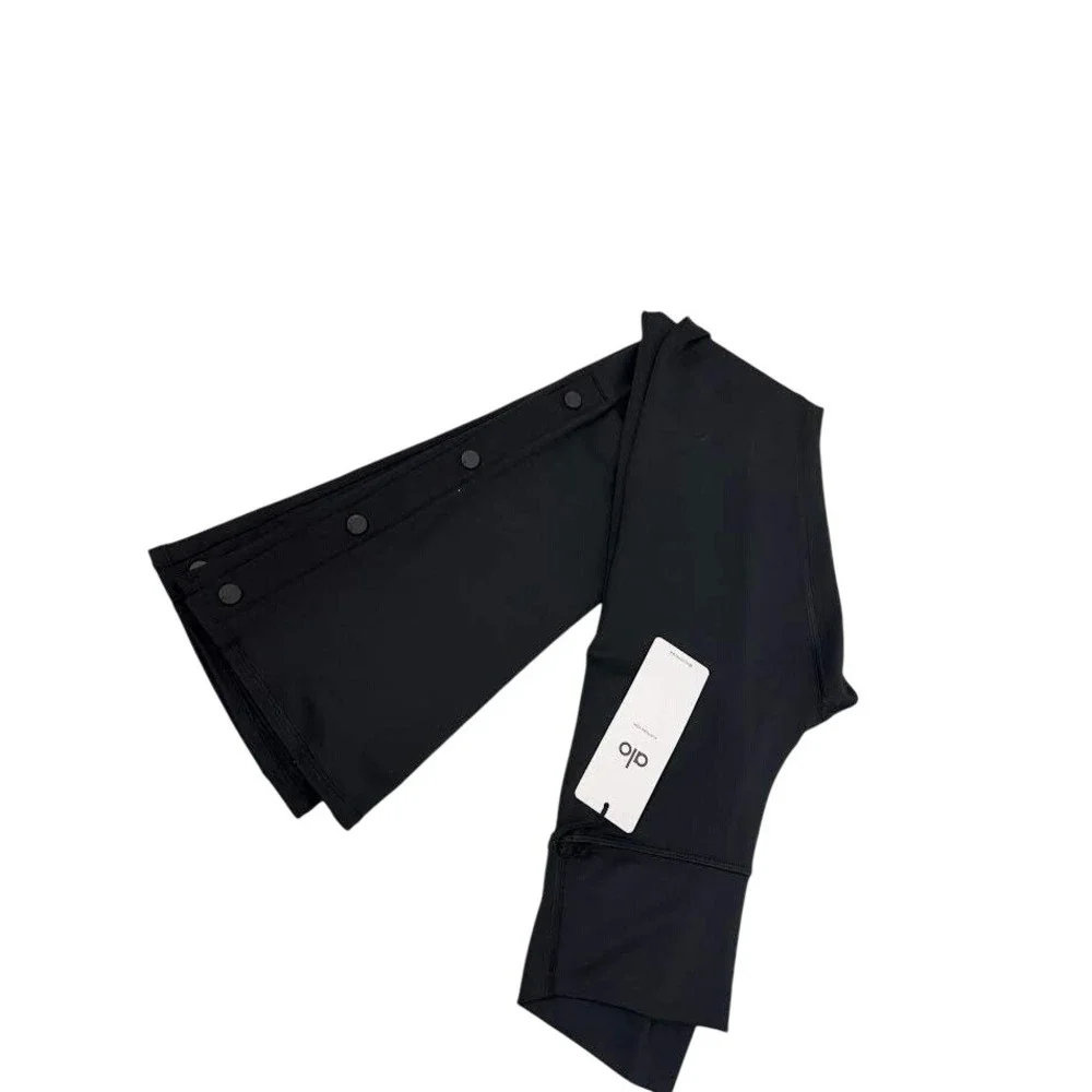 Alo Yoga Airbrush‎ High-Waist Snap Flare Leggings Black XS NWT